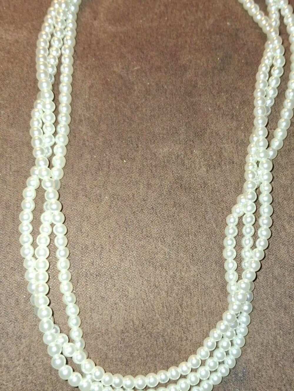 three strand new faux pearl approx 16in choker collar necklace unbranded